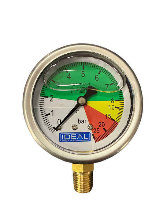 Ideal Isometric Pressure Gauge 63MM (2-1/2”) 1/4” BSPT Bottom Inlet 25BAR