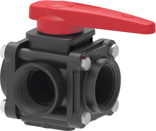Arag 3" BSP 3 Way Threaded Ball Valve 453017A99