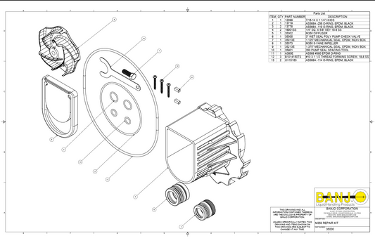 Banjo M350 3" Wet seal pump kit