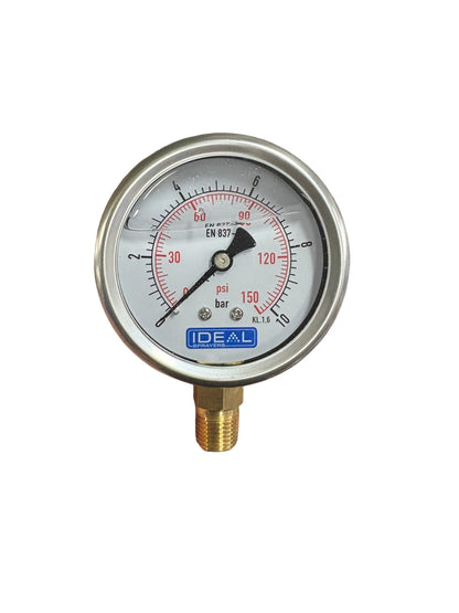 Ideal Pressure Gauge 63MM (2.5”) 1/4” BSPT Bottom Inlet
