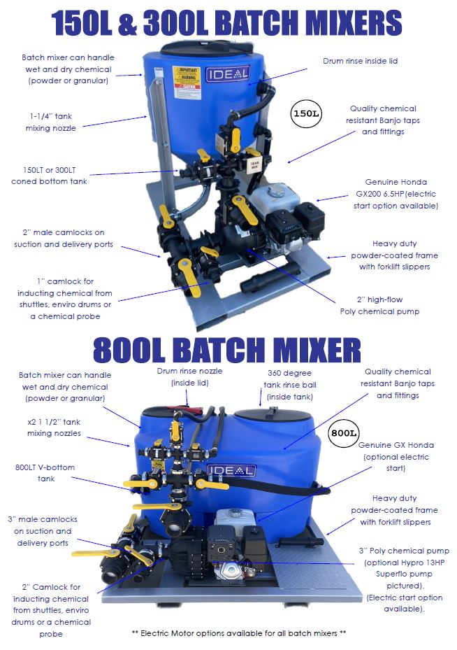 Ideal 300L Electric Drone Chemical Batch Mixer Vat