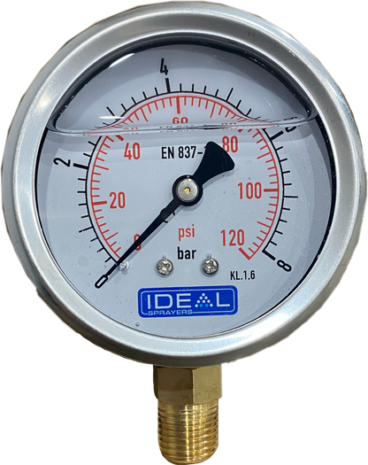 Ideal Pressure Gauge 63MM (2.5”) 1/4” BSPT Bottom Inlet