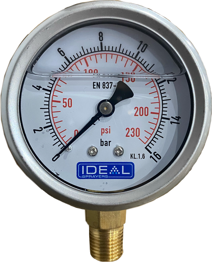 Ideal Pressure Gauge 63MM (2.5”) 1/4” BSPT Bottom Inlet