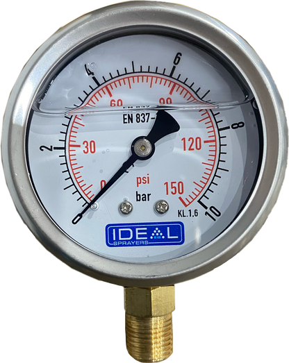 Ideal Pressure Gauge 63MM (2.5”) 1/4” BSPT Bottom Inlet